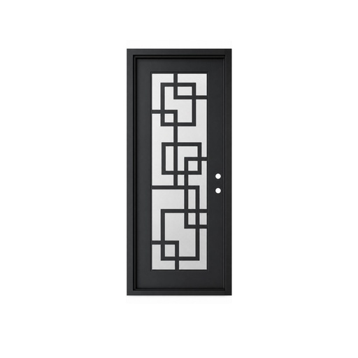 [IRON9006LH] IRON DOOR - 3 ft x 8 ft Frisco Modern Square Grid Single Iron Door Left Hand