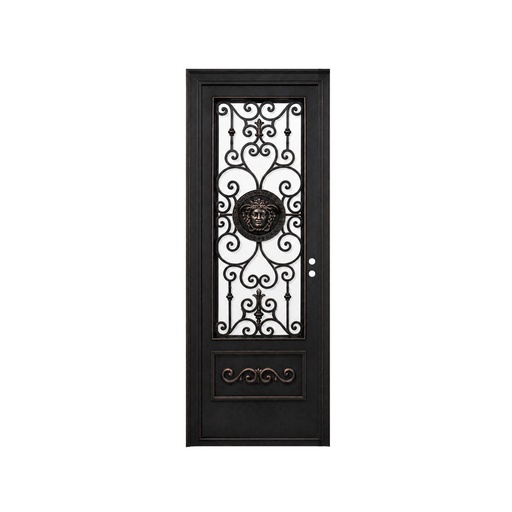 [IRON9013RH] IRON DOOR - 3 ft x 8 ft inch Luxury Medusa Single Iron Door Right Hand