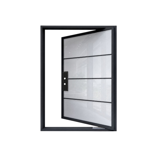 [IRON9017RHSMART] IRON DOOR - 5 ft x 8 ft 4 Lite French Pivot Iron Door with Smart Glass + Handle Right Hand