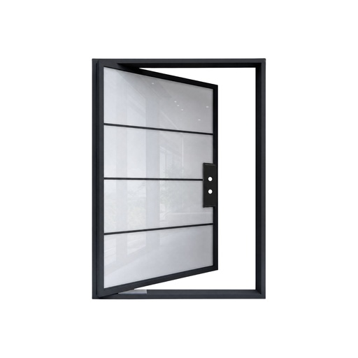 [IRON9017LHSMART] IRON DOOR - 5 ft x 8 ft 4 Lite French Pivot Iron Door with Smart Glass + Handle Left Hand